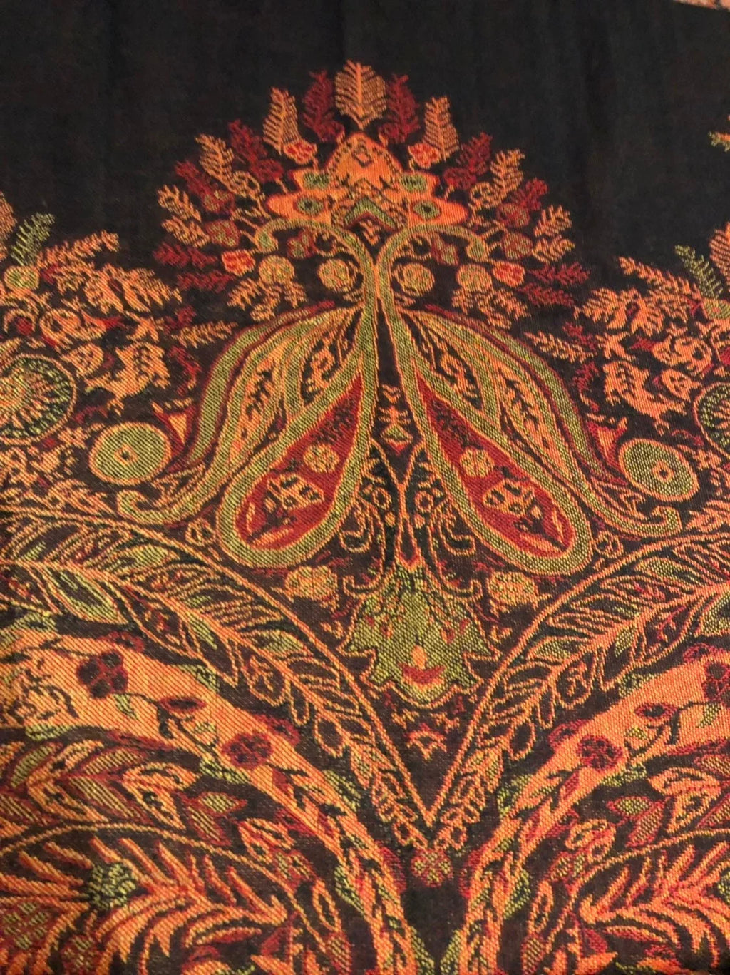 Brocade Red Black Vintage Wrap Pashmina Paisley Scarf