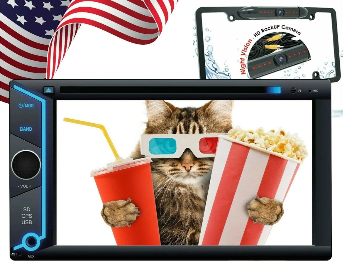 '+License 200W Rear Plate & Android For Touch IOS GPS Link 6.2" Screen Bundle Mirror Cam