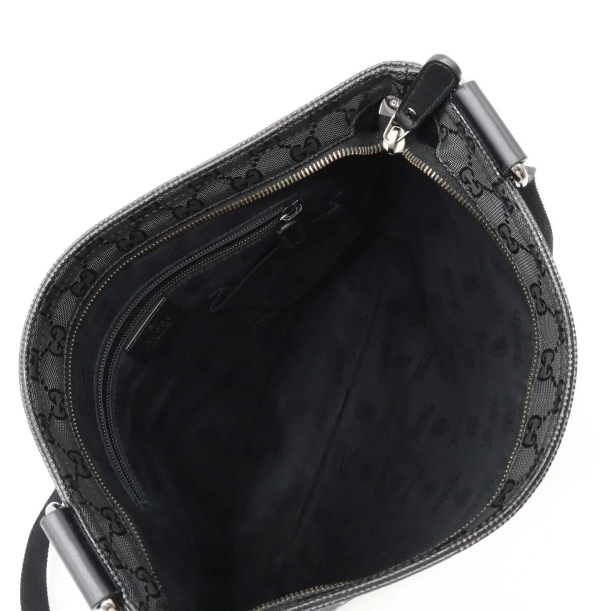 Pre-Owned GG GUCCI Imprime 201446 Leather Shoulder Gucci Bag Crossbody Black (Good)