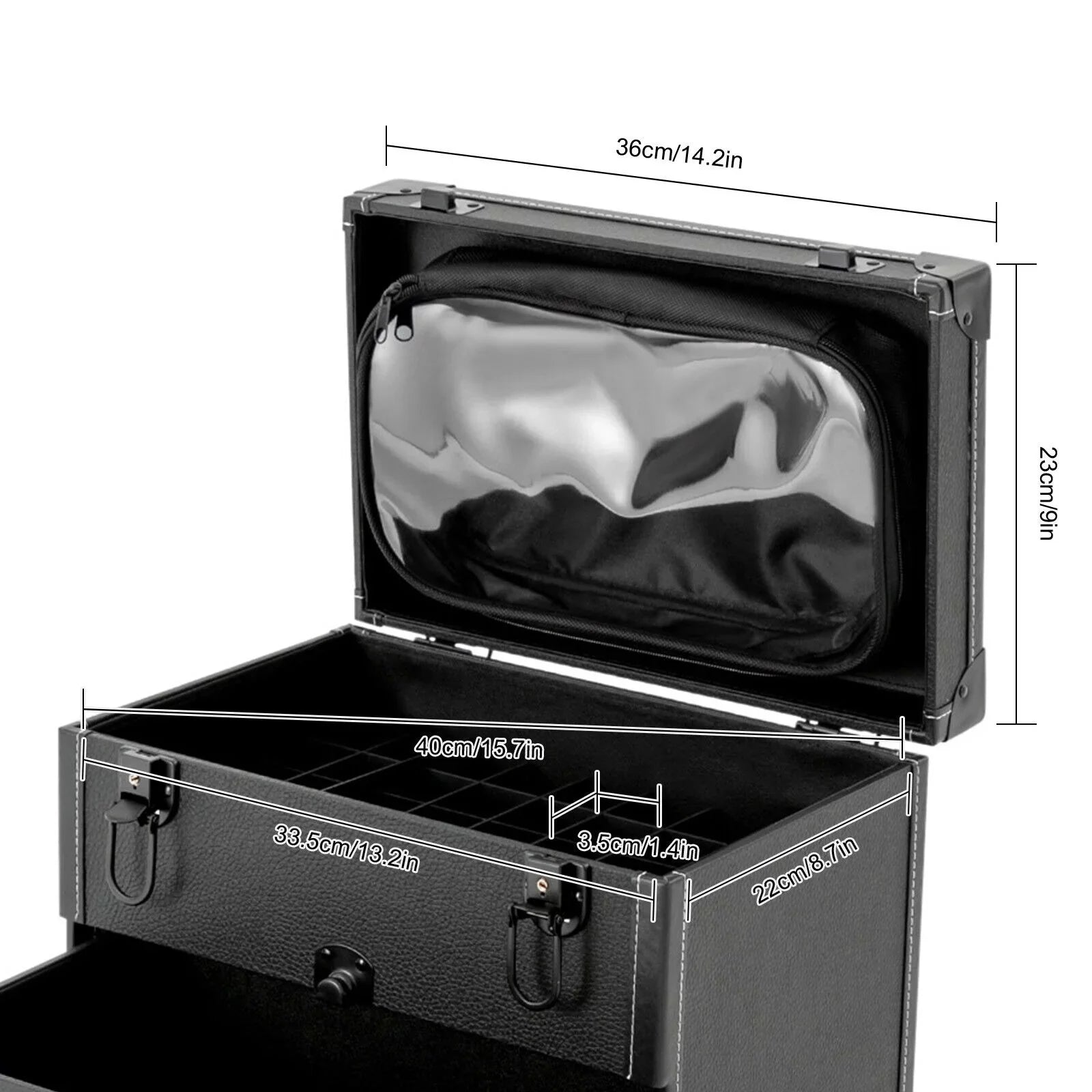 Polish Organizer 4 Train ZhdnBhnos Wheels Lock (Black) Box Rolling w/ Nail Storage & Case Luggage Trolley Makeup Cosmetic