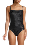 Leopard-Print DKNY One-Piece Swimsuit, Small BLACK US