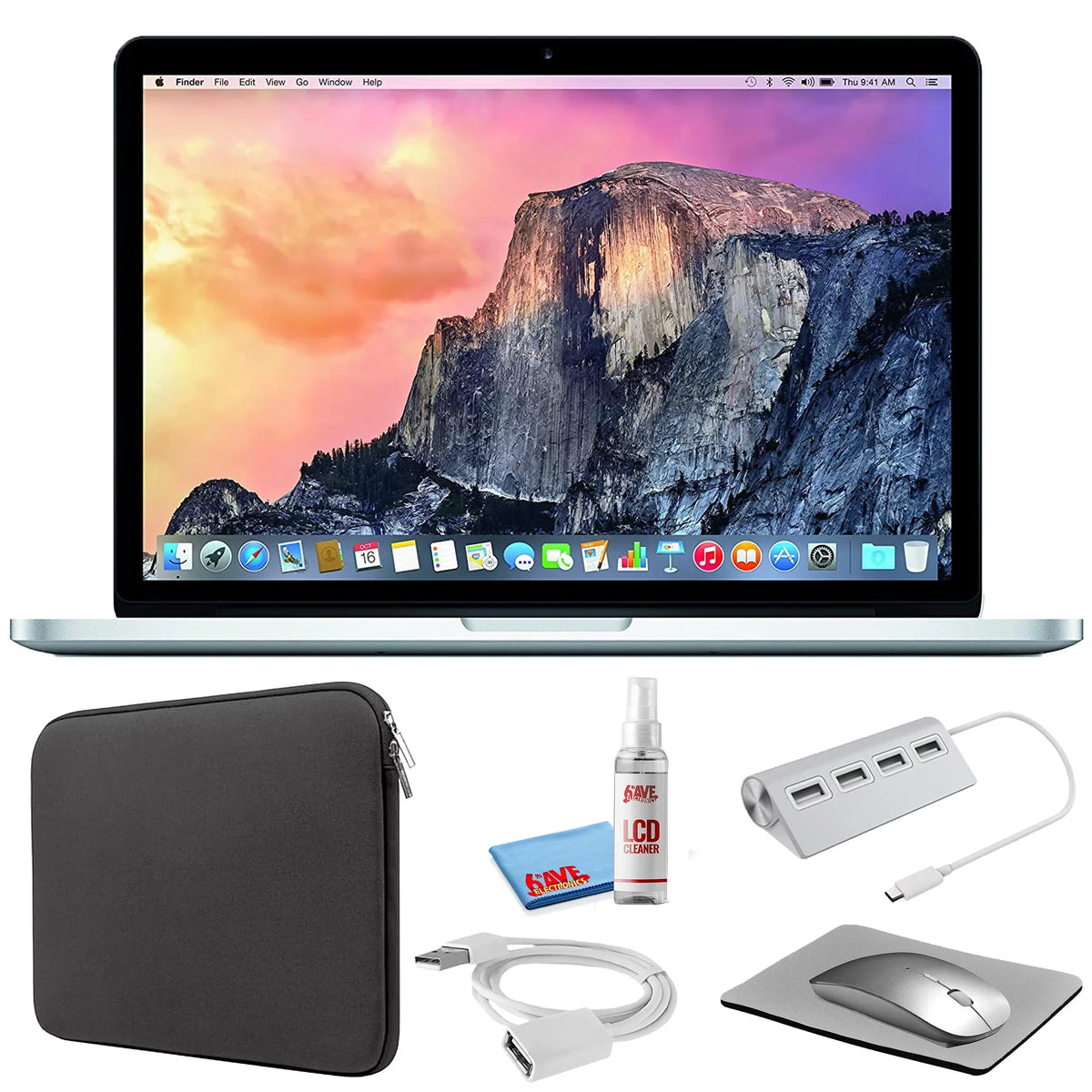 Silver - Bundle + 13-inch Cleaning Kit + (Refurbished) MacBook Starter Kit Sleeve Zipper with 2.9GHz, Black 512GB 2015, SSD) MF841LL/A) (Early Apple Laptop Pro (i5