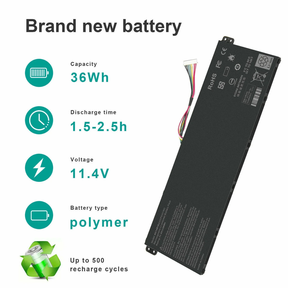 for Laptop C810 AC14B13J C910 Battery CB5-571 CB3-531 Acer Chromebook CB3-111