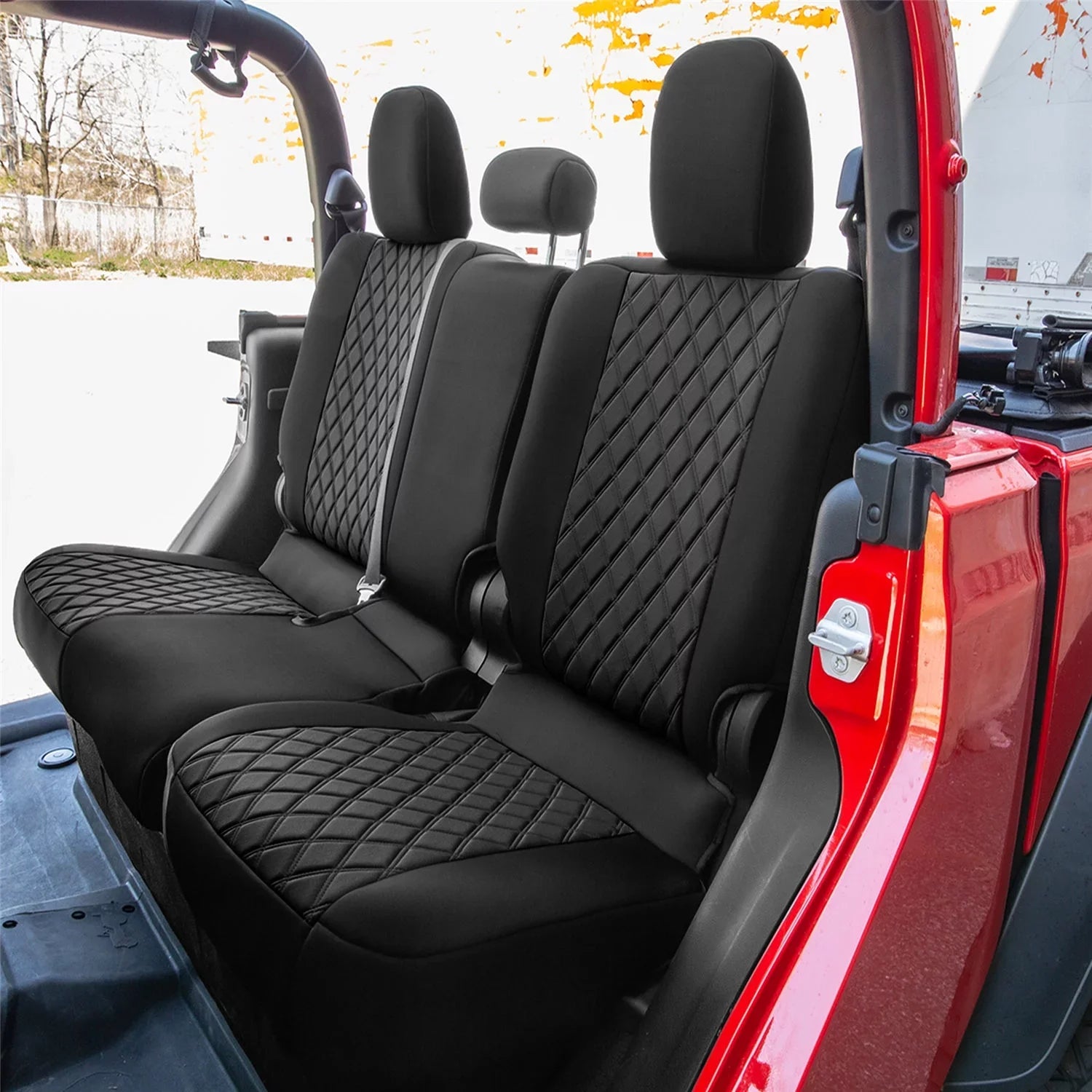 atmospheric Neoprene Gladiator, Covers Car Freshener with Seat for Set Rear Black FH Jeep Custom Group 2020-2024 Fit