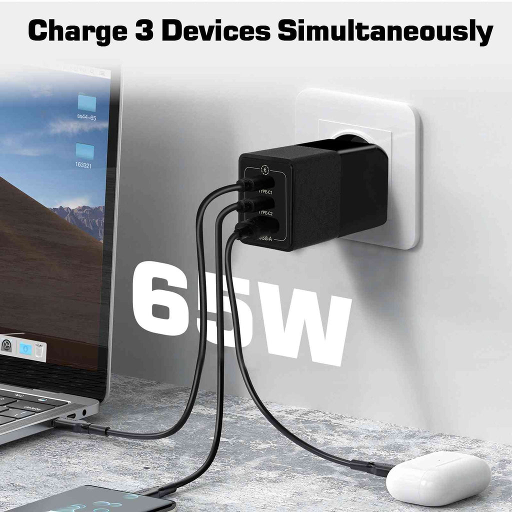 & Fast Ace, Google MacBook, with 5G/A91/K5/Reno Pixel, Galaxy, 3 Ports Charger Dual Travel USB Oppo Youth/Reno3 Compatible Reno3 Samsung UrbanX with USB-C 65W Deck Steam iPhone, High-Speed Charging