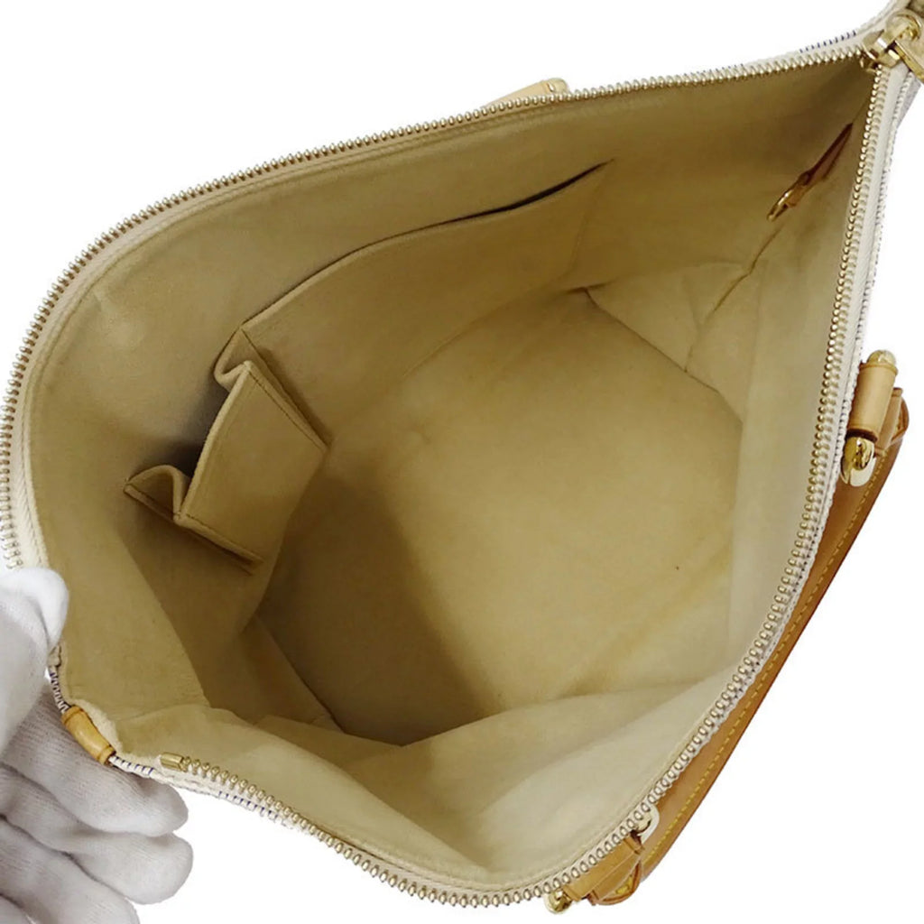Bag Tote Vuitton VUITTON Azul Handbag PM Louis Saleya Damier N51186 LOUIS White Ladies Authenticated Gray Used