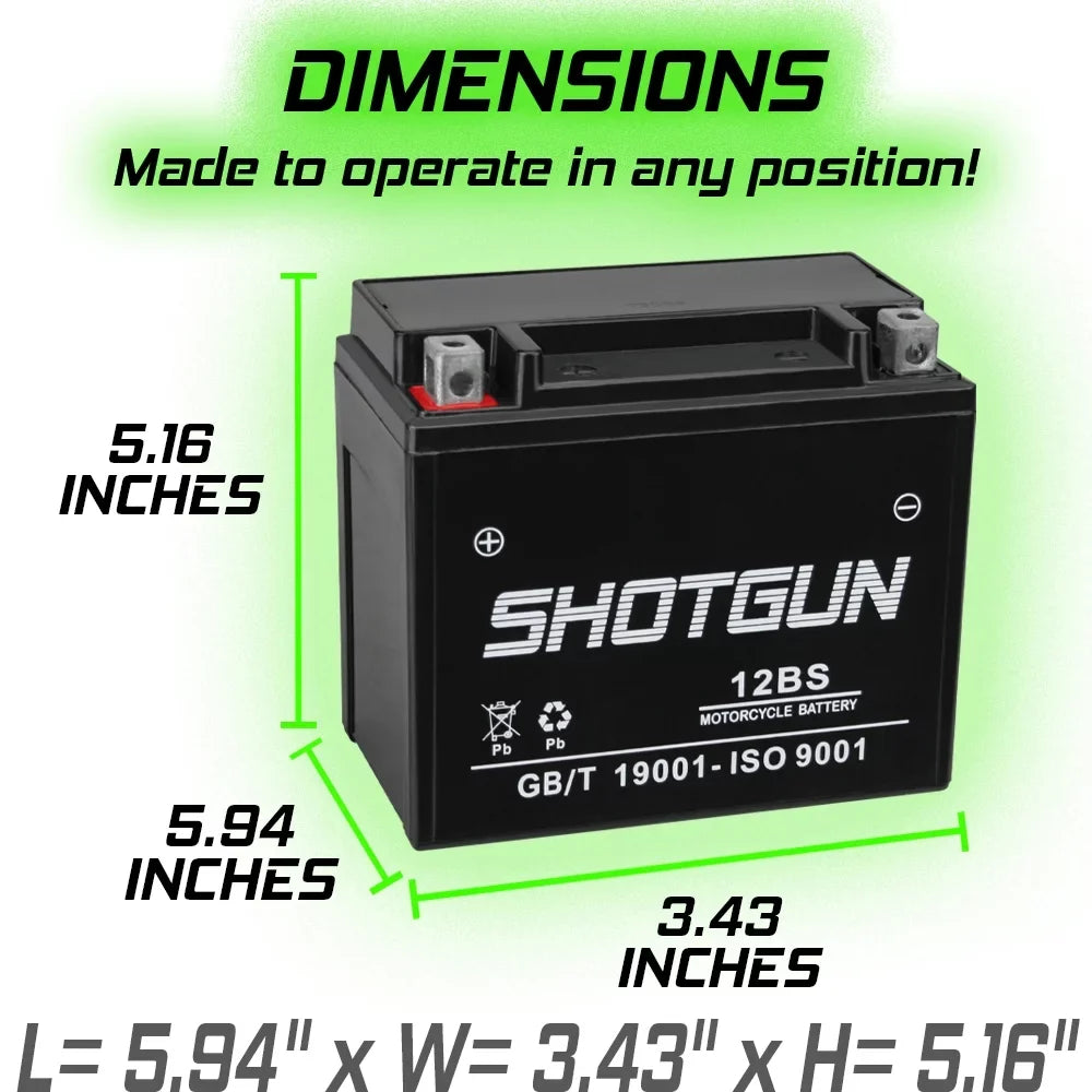Motorsports GSX-R1000 YTX12-BS Suzuki Battery Compatible Shotgun with