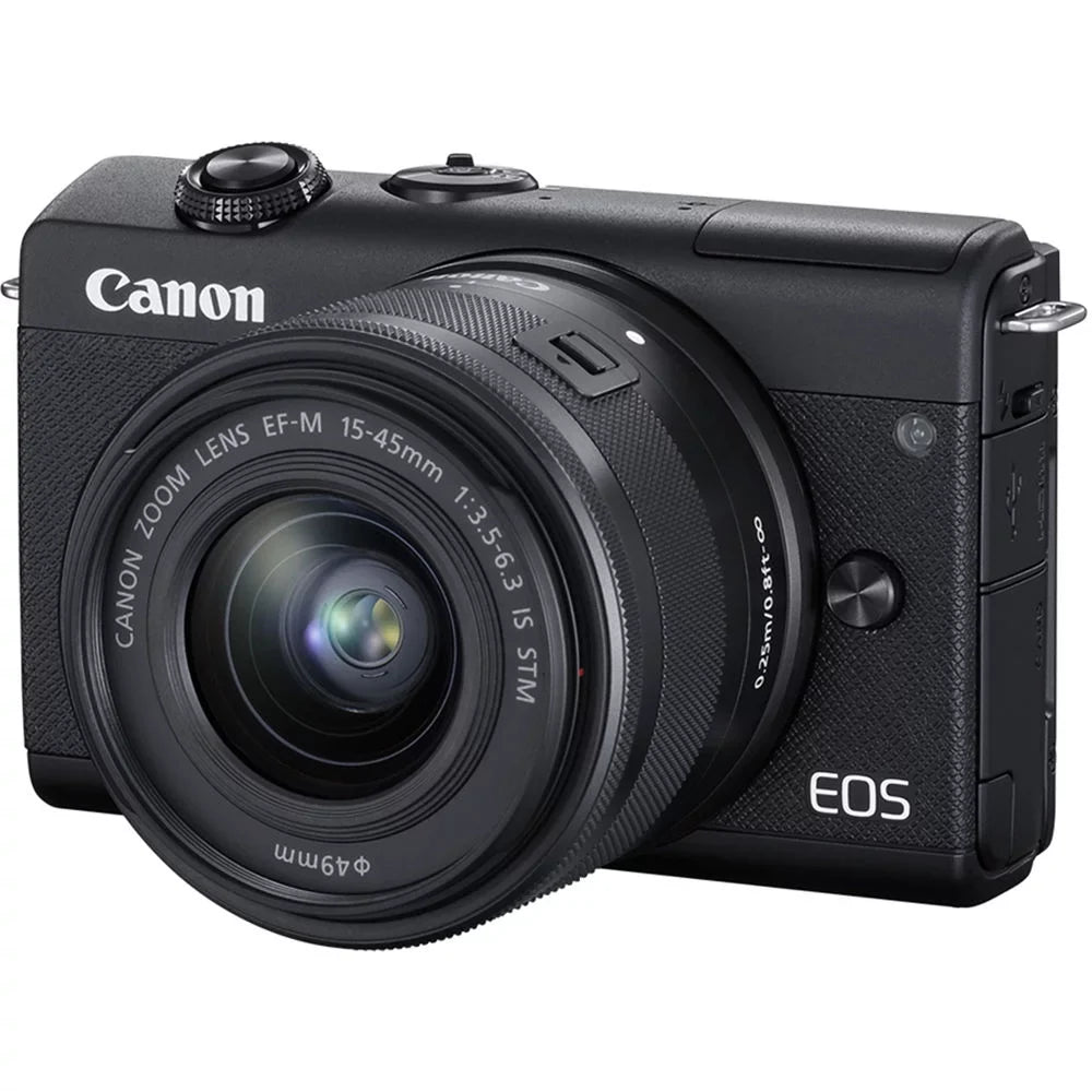 '+ 128GB (Black) Canon Digital Camera Kit 15-45mm Lens Mirrorless EOS with M200