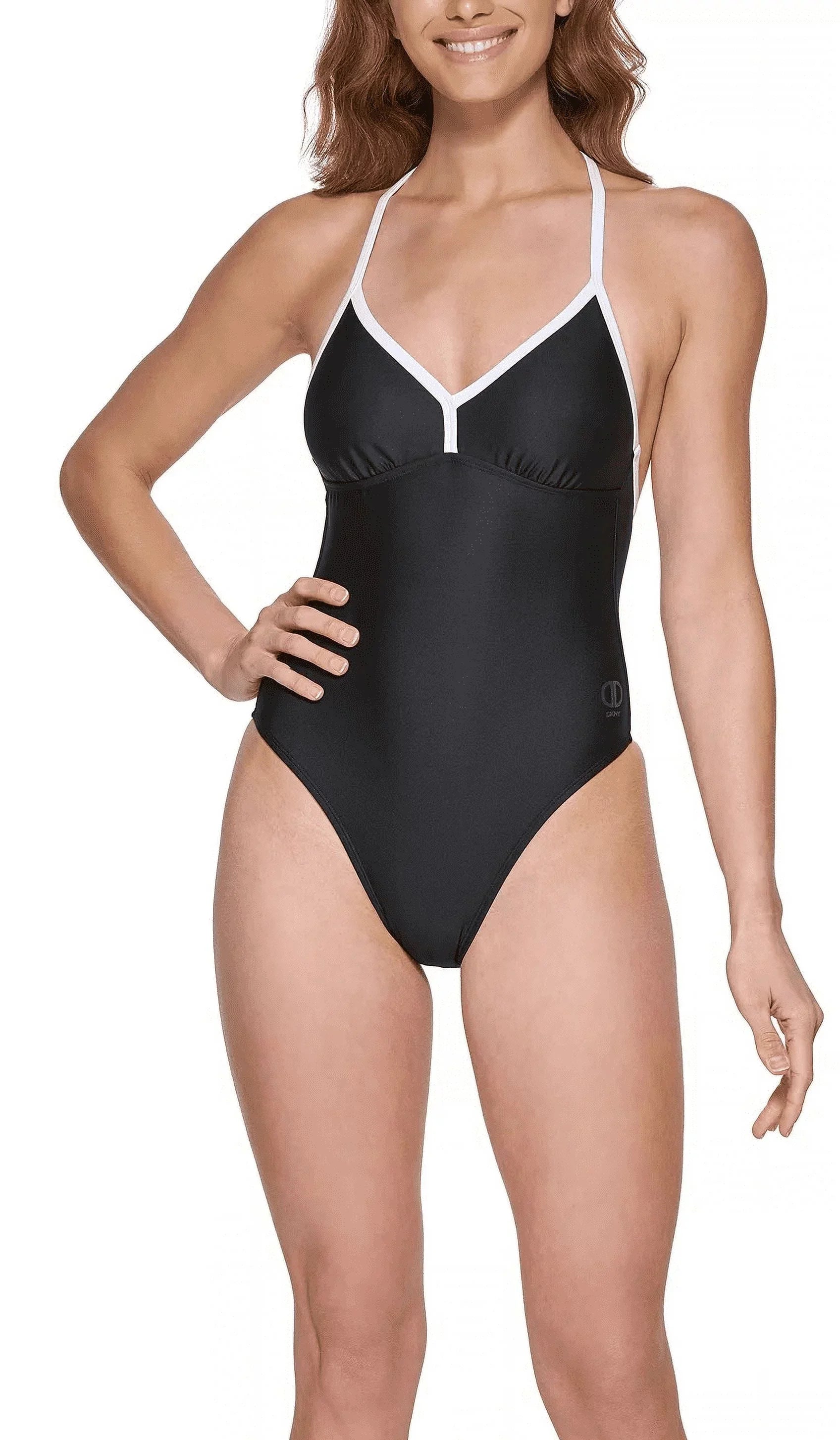 BLACK Swimsuit, T-Back 2X-Large One-Piece US DKNY