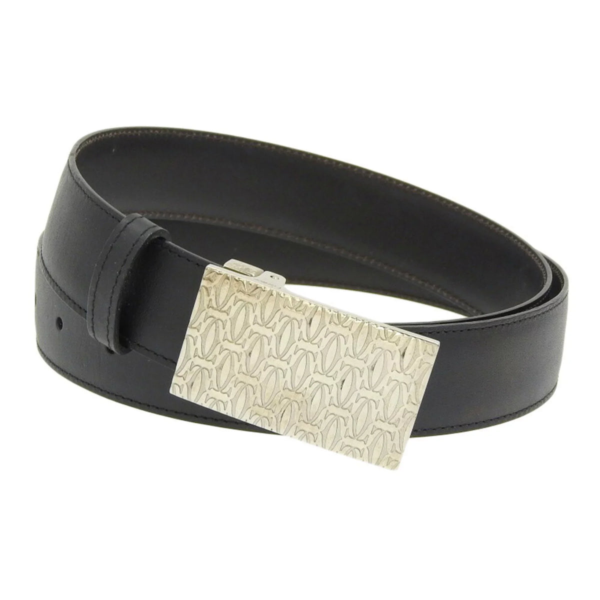 Waist L5000405 CARTIER Cartier Birthday Black (Good) Leather Pre-Owned Belt Happy