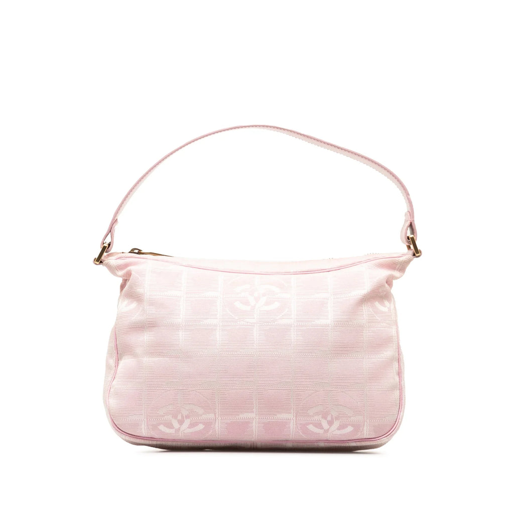 Fabric HandleBag Travel Line Chanel New Handbag Authenticated Unisex (Good) Pink Top Nylon Pre-Owned