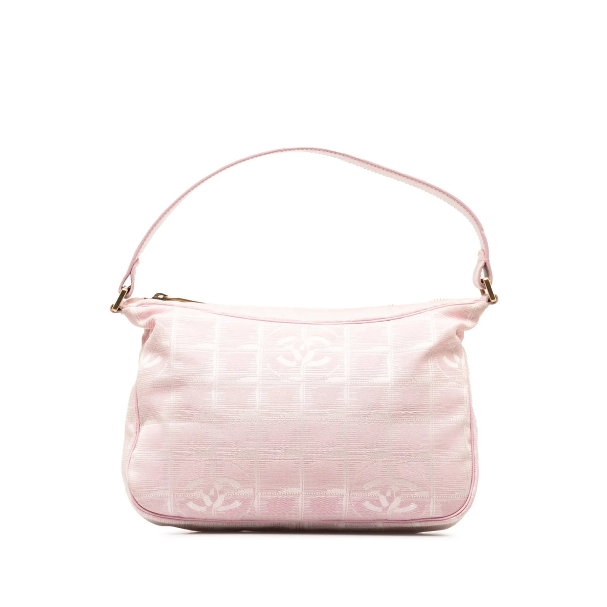 Fabric HandleBag Travel Line Chanel New Handbag Authenticated Unisex (Good) Pink Top Nylon Pre-Owned