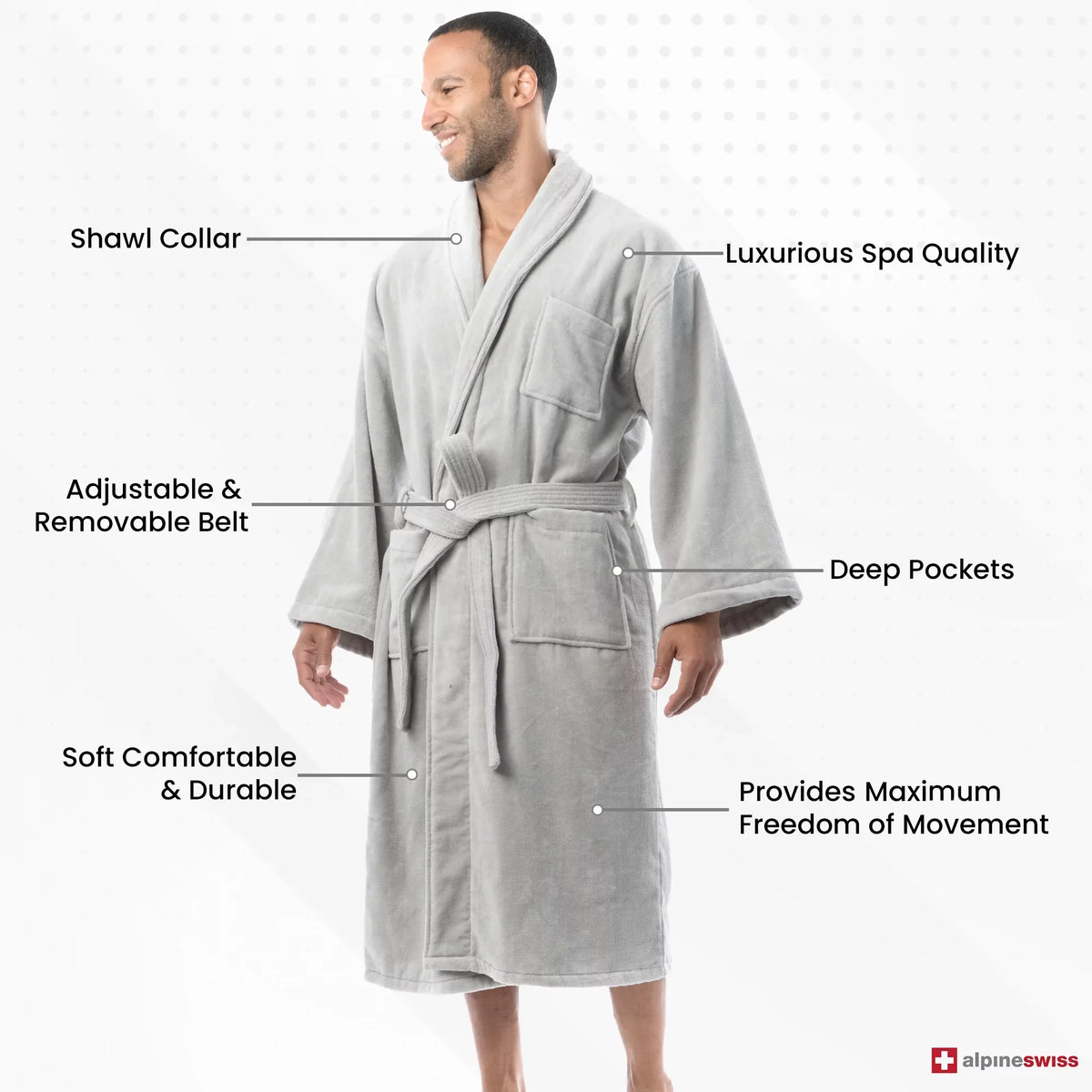 Absorbent Bathrobe Men Pure Alpine Hotel Terry Spa Super material Swiss Robe Cotton