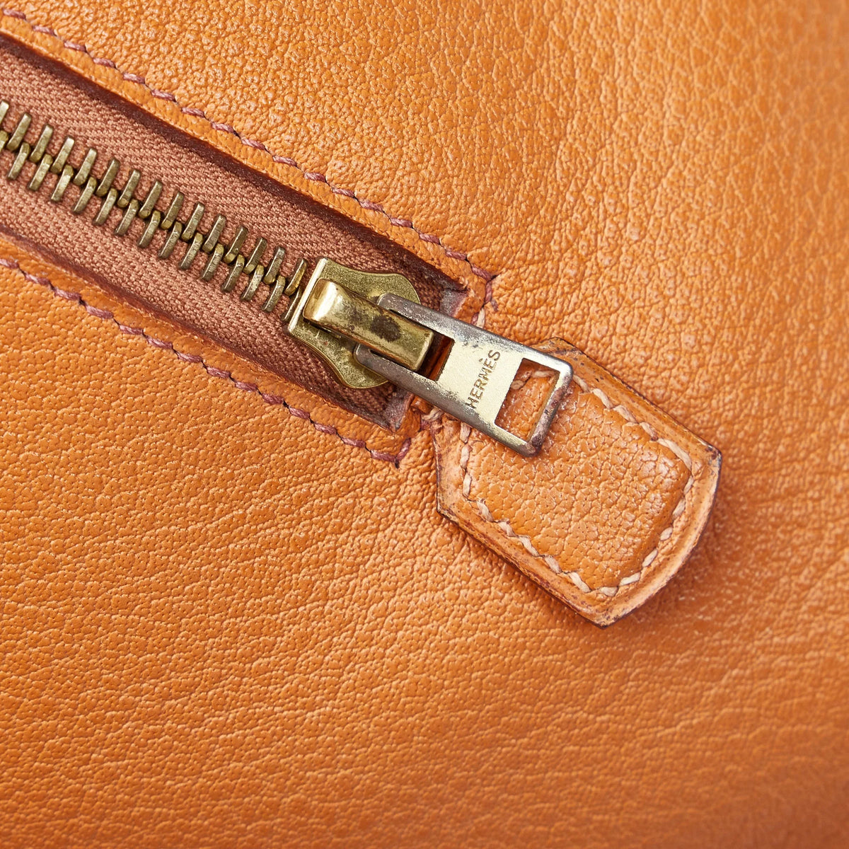 Calf Pre-Owned Galop Unisex Authenticated Tote Hermès (Good) Brown Leather Bag
