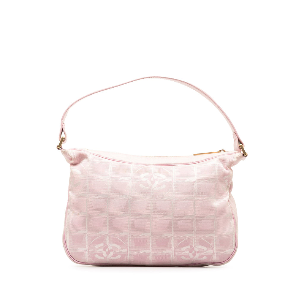 Fabric HandleBag Travel Line Chanel New Handbag Authenticated Unisex (Good) Pink Top Nylon Pre-Owned
