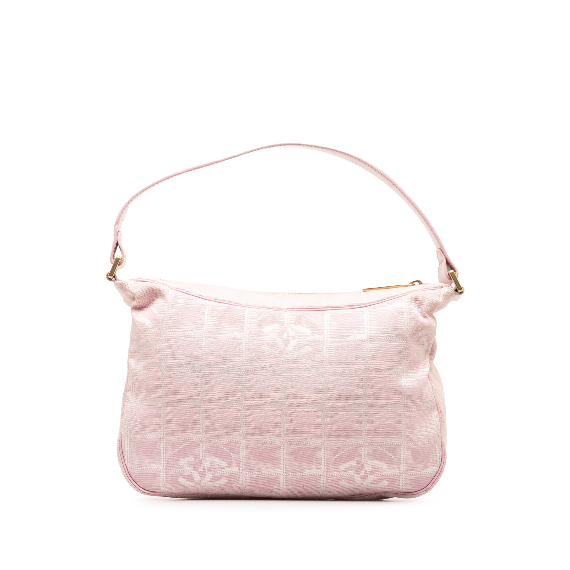 Fabric HandleBag Travel Line Chanel New Handbag Authenticated Unisex (Good) Pink Top Nylon Pre-Owned