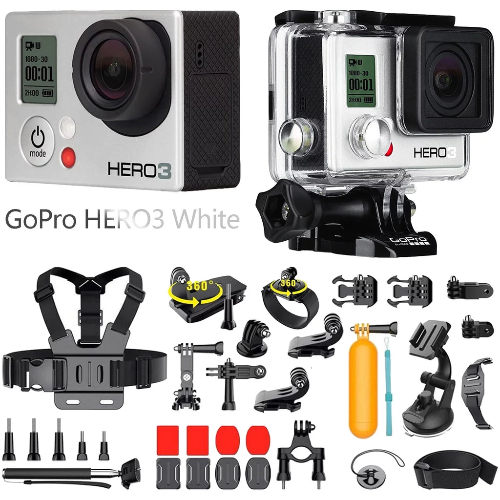 WiFi 35in1 ft Edition White Restored underwater Camcorder MP + HERO3 Kits GoPro up 131.2 camera action 1080p to 5.0 (Refurbished)