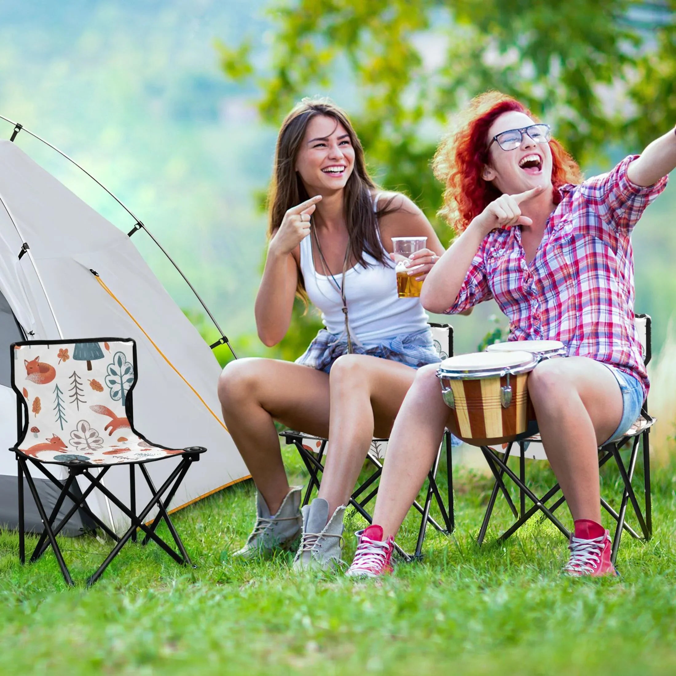 Folding Lawn with 220LBS transportable Outdoor Camping to Chair Forest Chair Carry Chair Fishing in Chair Bag Beach Support Fox
