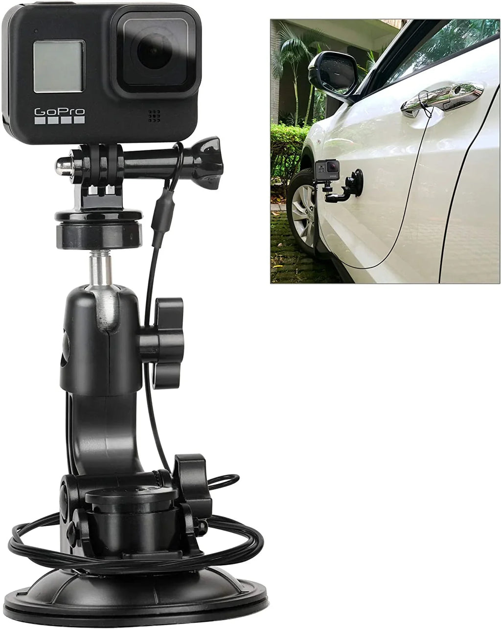 Tether 2 with Gopro Car Suction Adapter 4 5 3 for 3+ Mount Hero Safety 6 Cup Indoor Session Stand 8 9 7 Outdoor Tripod