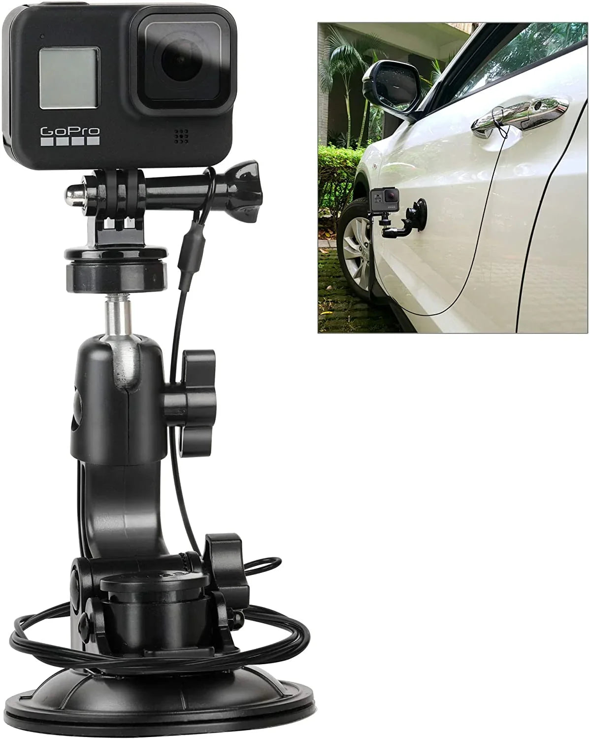 Tether 2 with Gopro Car Suction Adapter 4 5 3 for 3+ Mount Hero Safety 6 Cup Indoor Session Stand 8 9 7 Outdoor Tripod