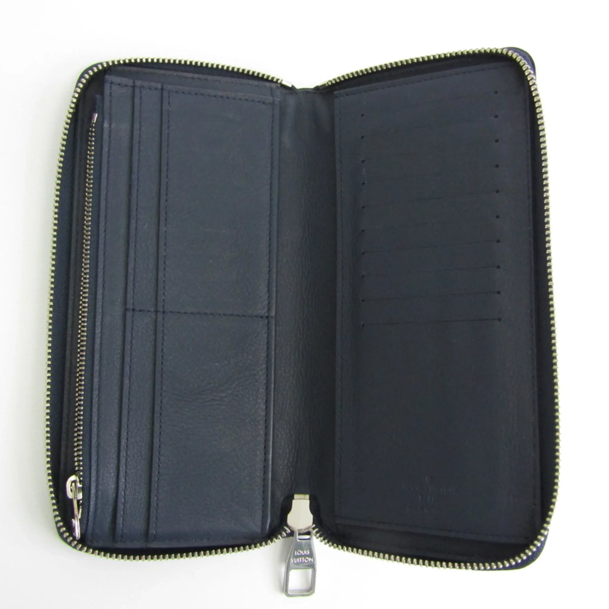 Vertical Louis Zippy Taurillon Leather (bi-fold) Wallet Long Vuitton Wallet Unisex Taurillon Navy M58823 (Good) Pre-Owned