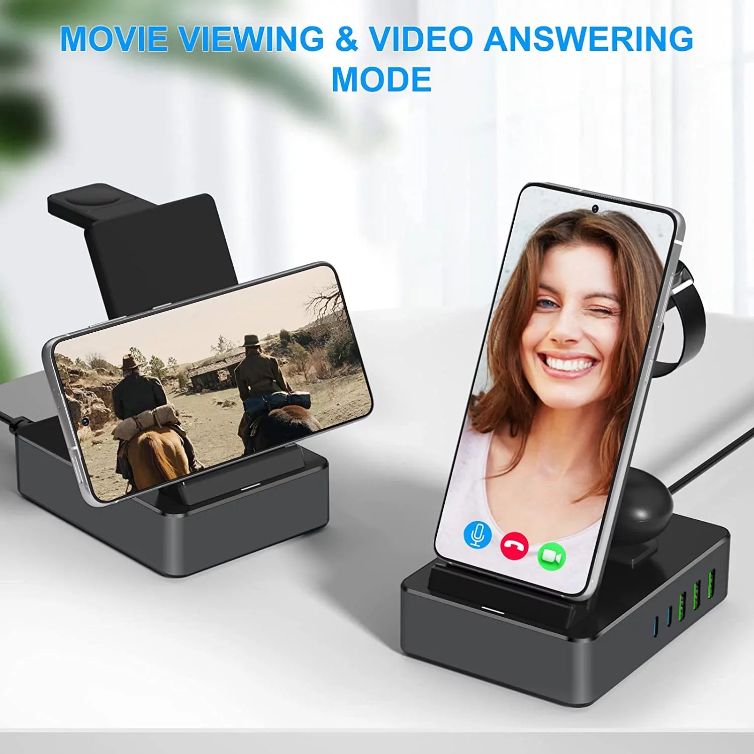 1 in Black Compatible for with Port for Devices, 100W Charging Stand Usb Charger AirPods Station Sumsung, a/ 8 Lidlife Multiple Usb C 15W 20W for Charging Fast Wireless Dock