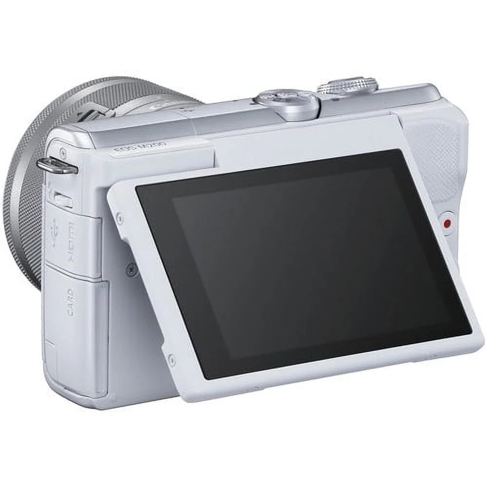 Kit More Card with Spare 15-45mm + Digital + Mirrorless Memory with Battery Lens EOS Camera 128GB Canon M200 (White)