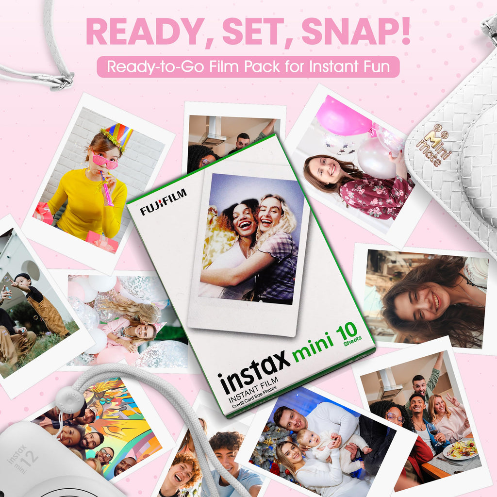 Fujifilm Instax Mini 12 Instant Camera Blossom Pink + Minimate Custom Designed Case + Fuji Instax Film 10 Sheets & Photo Album