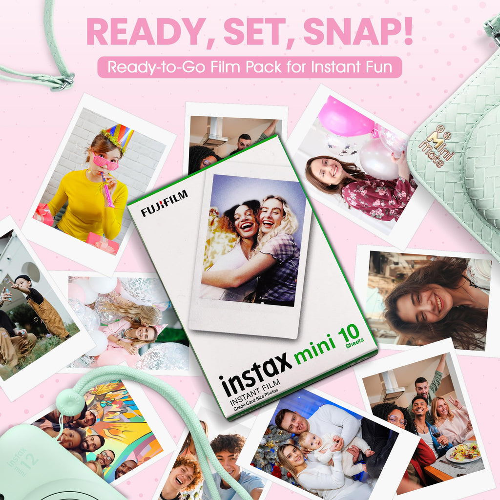 Fujifilm Instax Mini 12 Instant Camera Blossom Pink + Minimate Custom Designed Case + Fuji Instax Film 10 Sheets & Photo Album