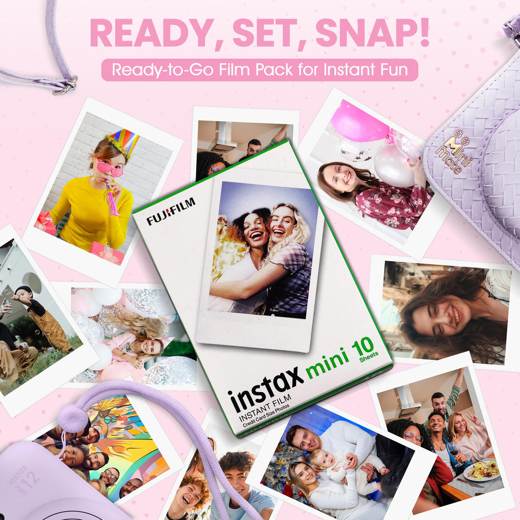Fujifilm Instax Mini 12 Instant Camera Blossom Pink + Minimate Custom Designed Case + Fuji Instax Film 10 Sheets & Photo Album