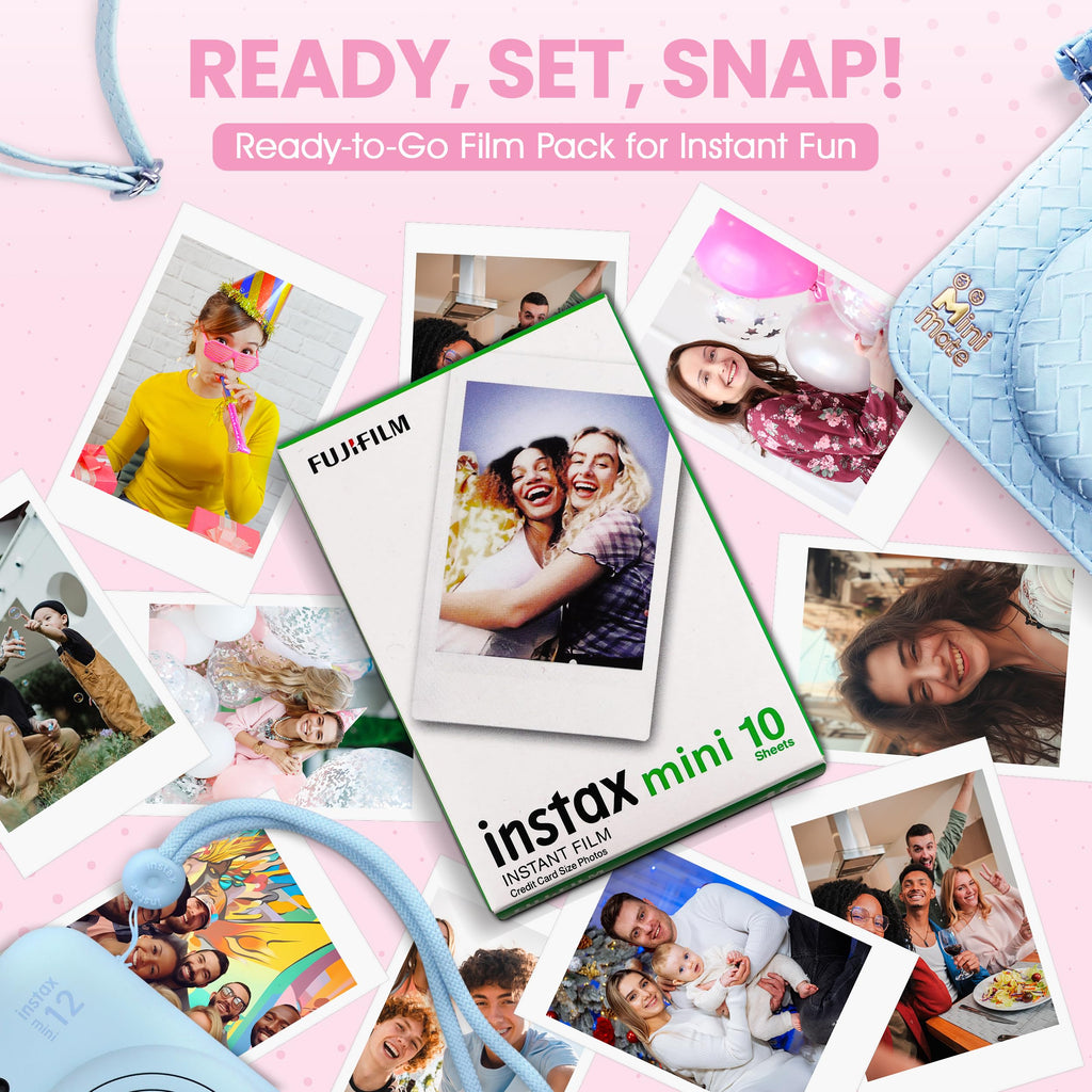 Fujifilm Instax Mini 12 Instant Camera Blossom Pink + Minimate Custom Designed Case + Fuji Instax Film 10 Sheets & Photo Album