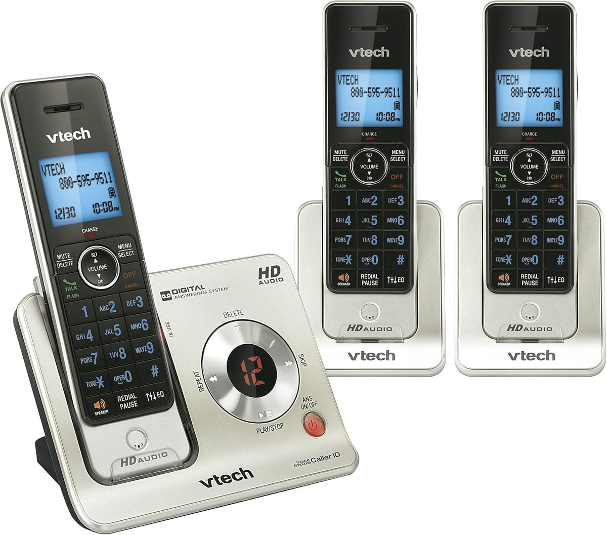 Vtech LS6425-3 Cordless Phone - DECT - 1 x Phone Line - 3 x Handset - Answering Machine - Caller ID - Speakerphone - Backlight