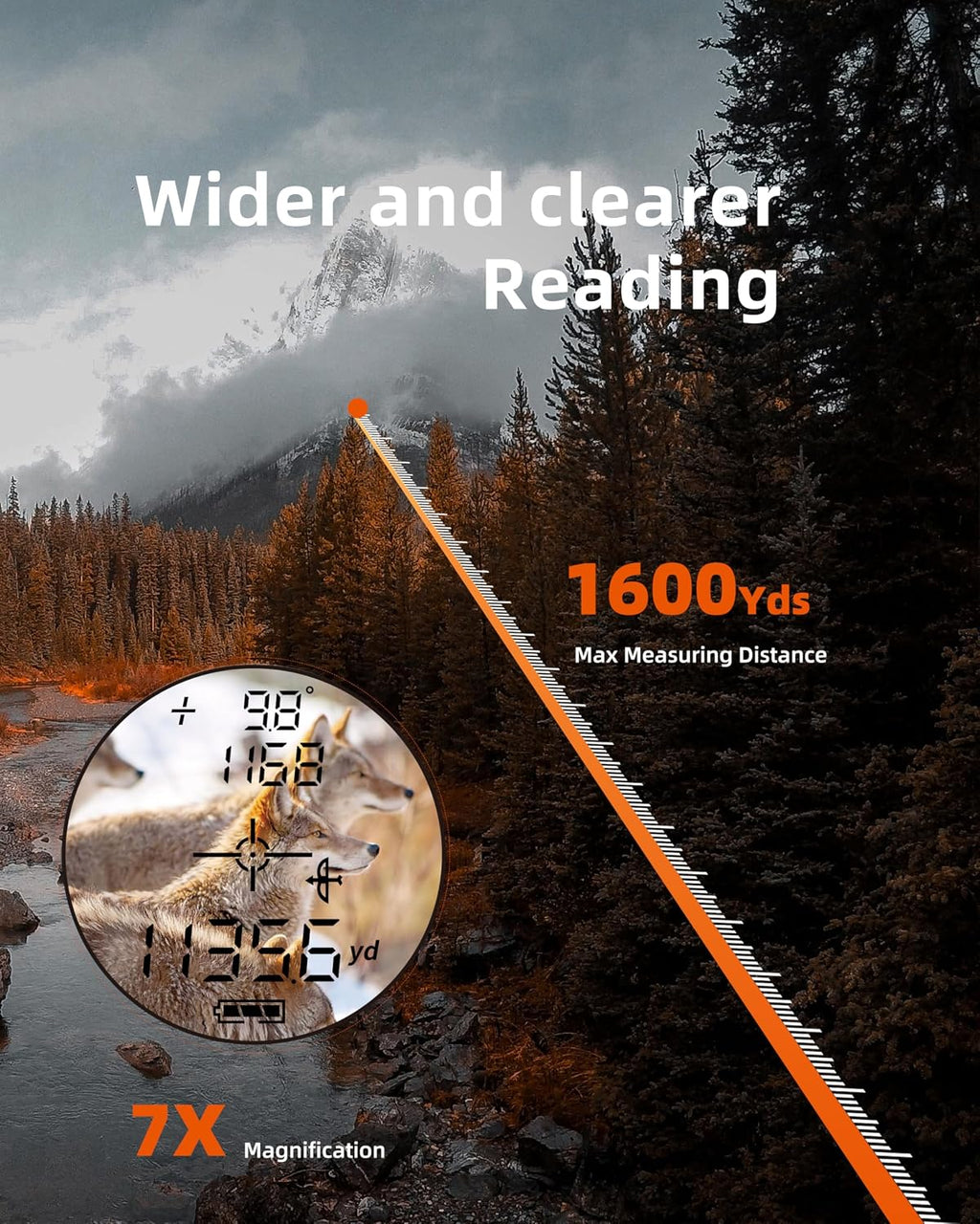 AOFAR HX1600 Hunting Rangefinder with Auto-Ambient Display, Ultra-Clear Optics with 95%+ Transmittance of Glass, 1600 Yards with Angle and Horizontal Distance,Range, Scan, Speed Mode,Waterproof