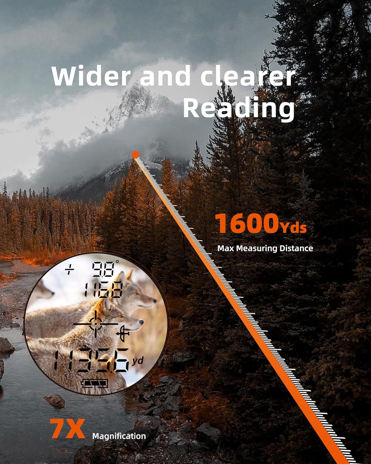 AOFAR HX1600 Hunting Rangefinder with Auto-Ambient Display, Ultra-Clear Optics with 95%+ Transmittance of Glass, 1600 Yards with Angle and Horizontal Distance,Range, Scan, Speed Mode,Waterproof
