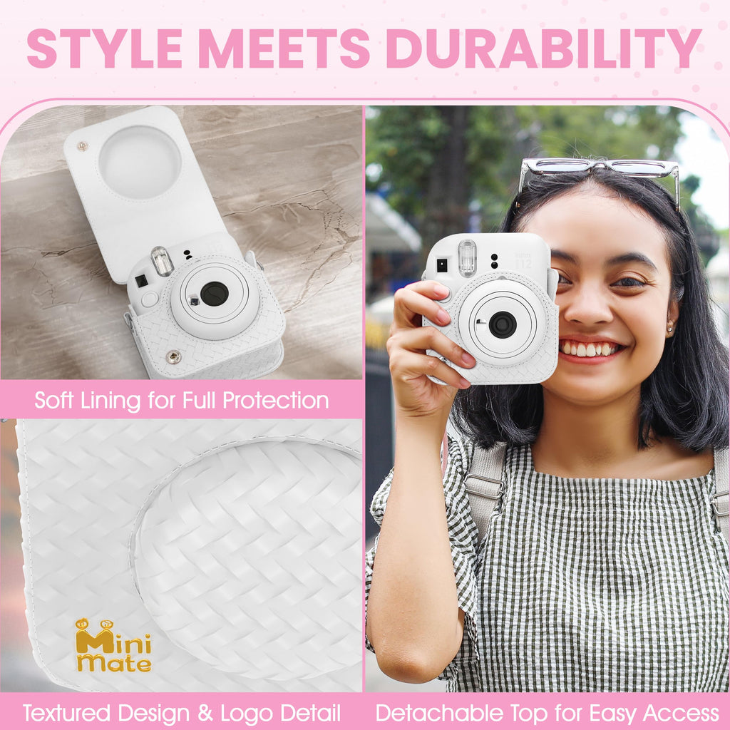 Fujifilm Instax Mini 12 Instant Camera Blossom Pink + Minimate Custom Designed Case + Fuji Instax Film 10 Sheets & Photo Album