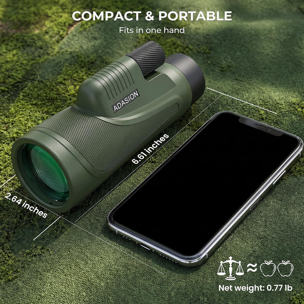 Adasion 12x56 Monoculars for Adults High Powered, Phone Adapter & Tripod