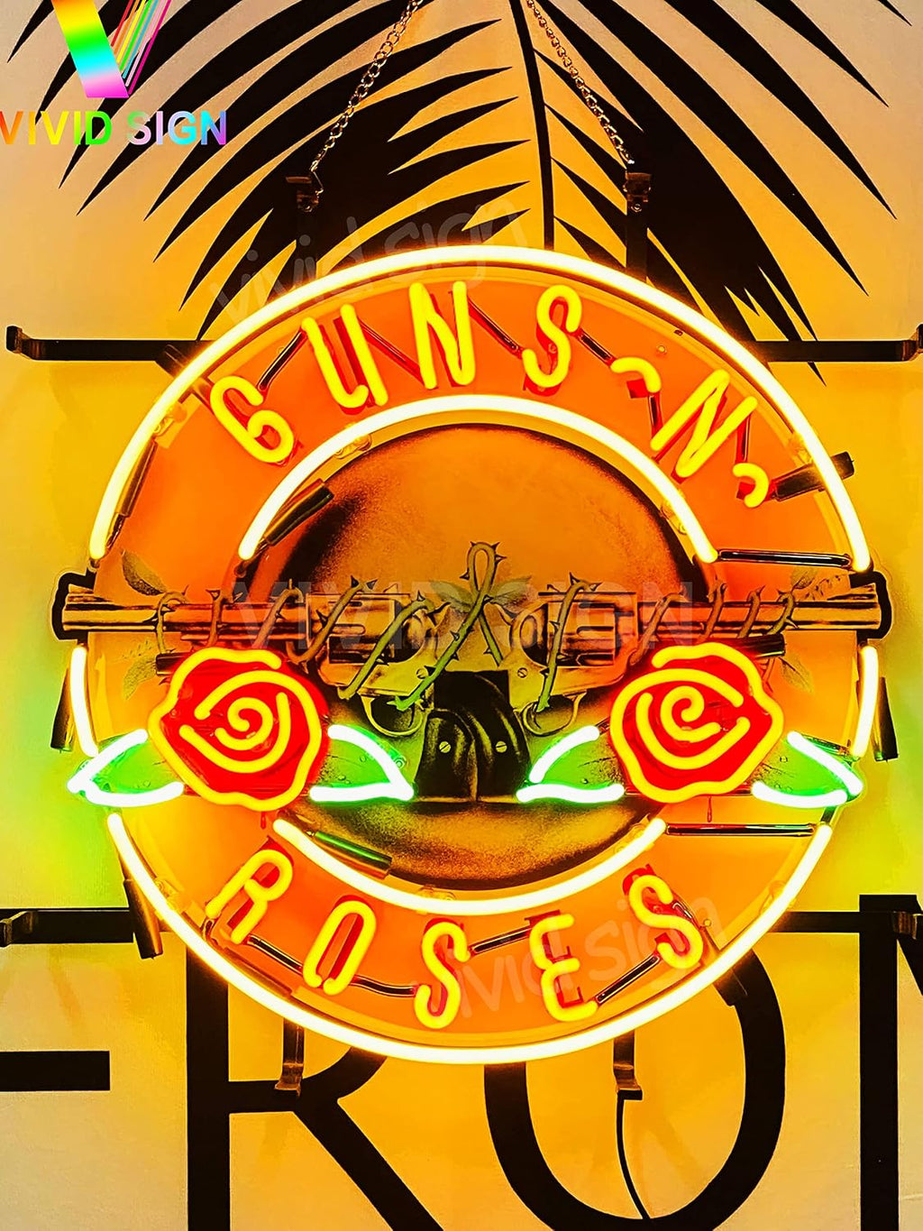 Queen Sense 17"x17" Pinball Machine Gun N Rose Neon Sign Light Lamp with HD Vivid Printing Tech Artwork A120PBMGRVVD