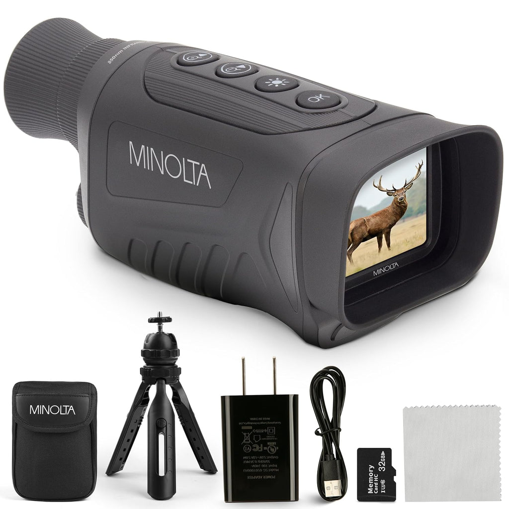 Minolta MNDM625 6x25 Digital Night Vision Monocular with 4K Ultra HD Camera - Black