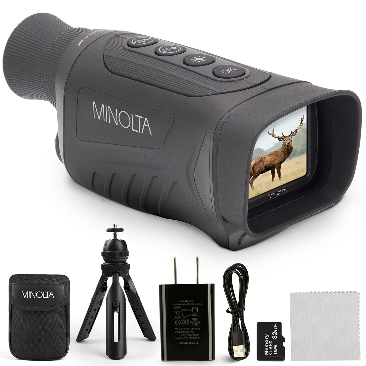 Minolta MNDM625 6x25 Digital Night Vision Monocular with 4K Ultra HD Camera - Black