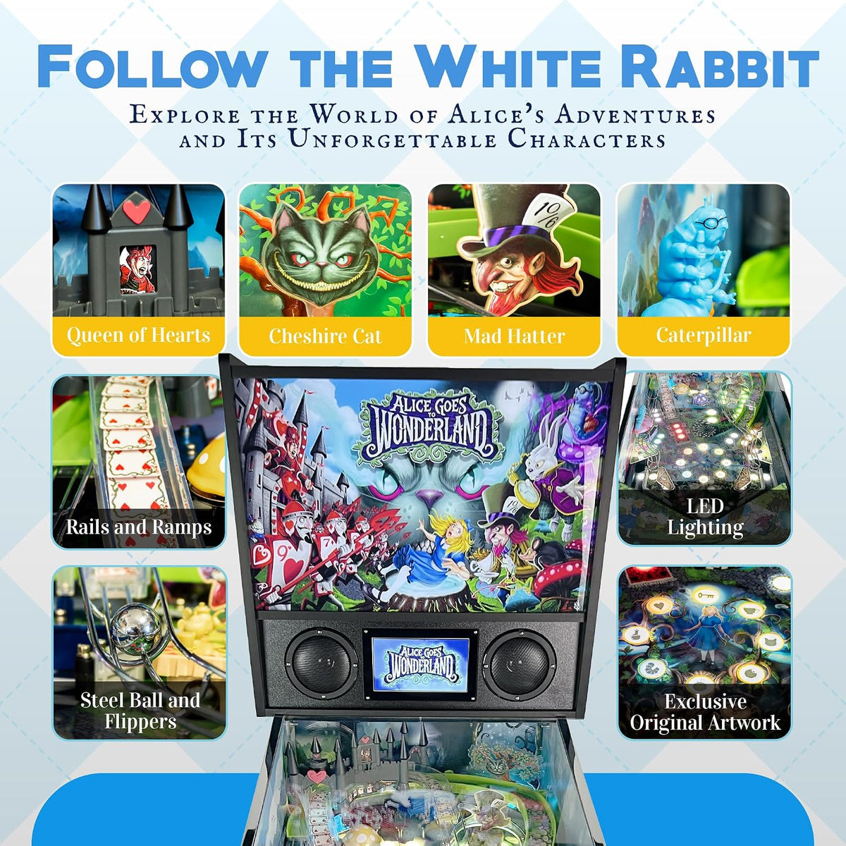 Alice Goes to Wonderland Pinball with LED Lighting