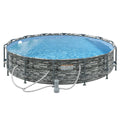 Brick Pool Ground Outsunny with Filter Pump, Frame Steel Above 14' Pool,