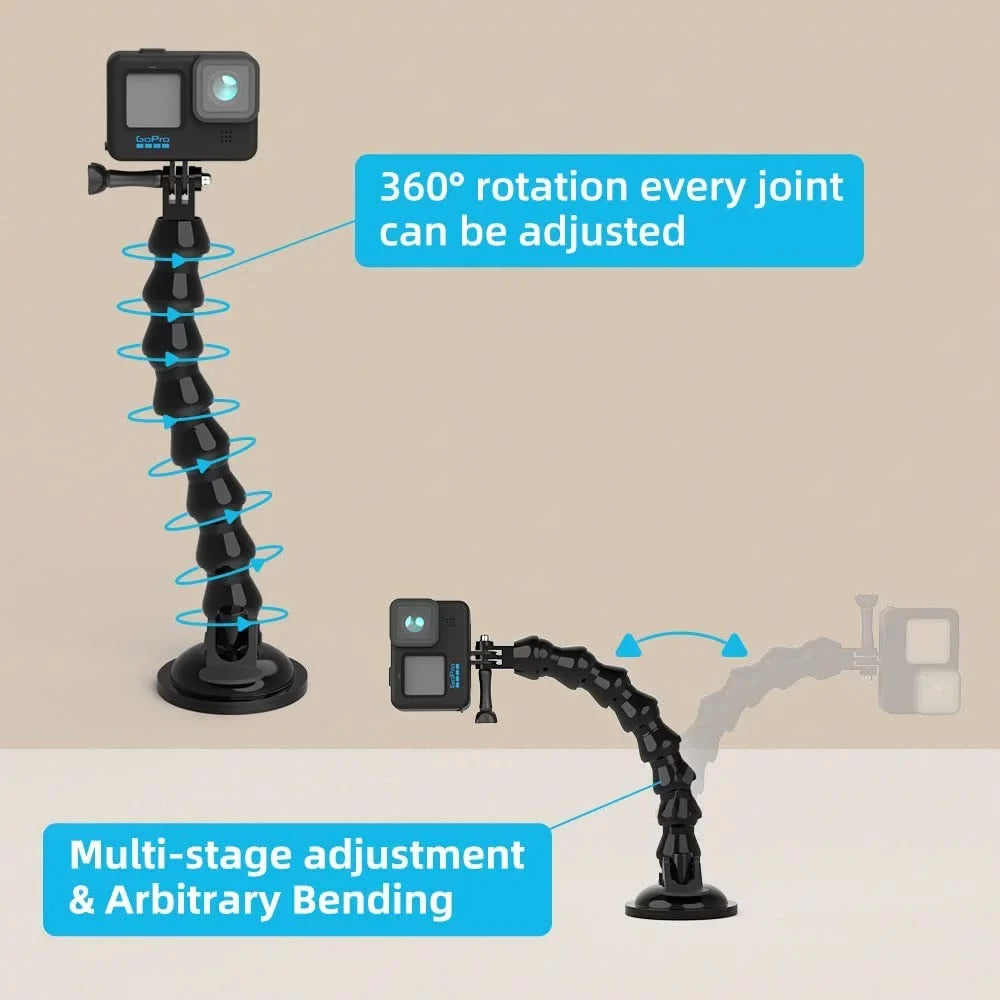 Suction 9/8/7/6/5 with Gopro 10 Black,Hero Black,DJI Flexible Car Compatible Mount Hero Cup Gooseneck Camera