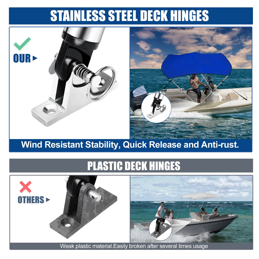 Blue 46"Hx61"-66"W 6"L Deck Stainless Bow Steel Bargains Top Unique x Bimini Hinges 600D 3