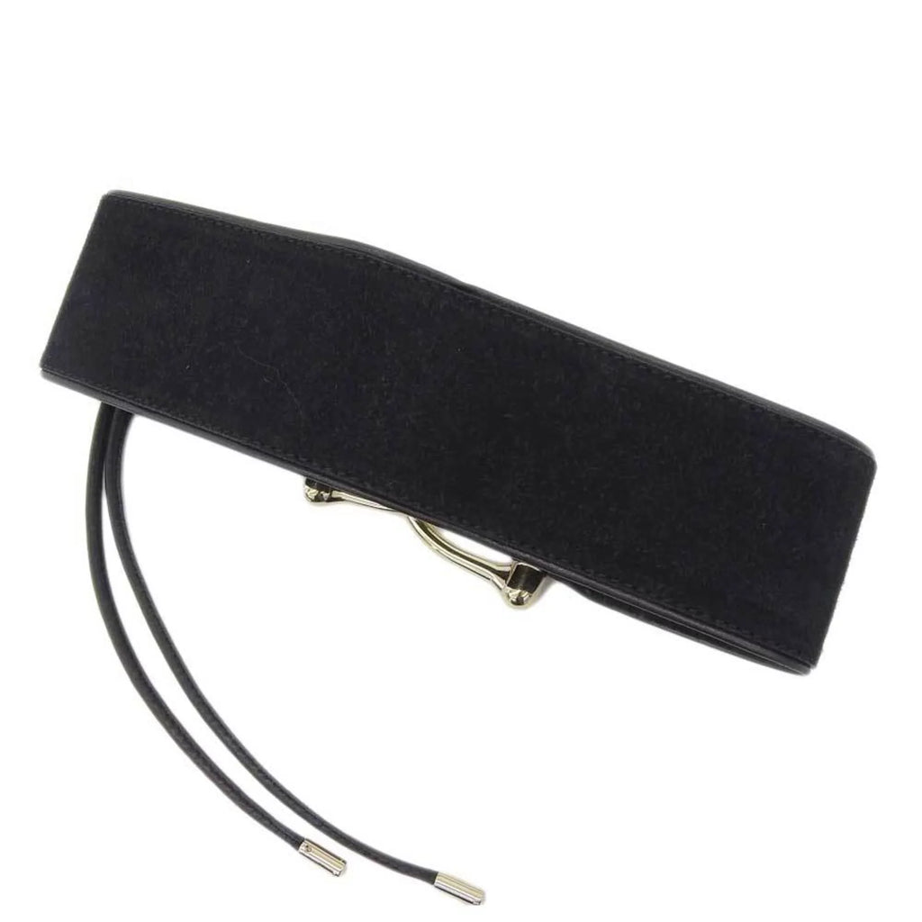 wide belt suede (Good) fittings Pre-Owned Gucci XS waist black GUCCI gold metal