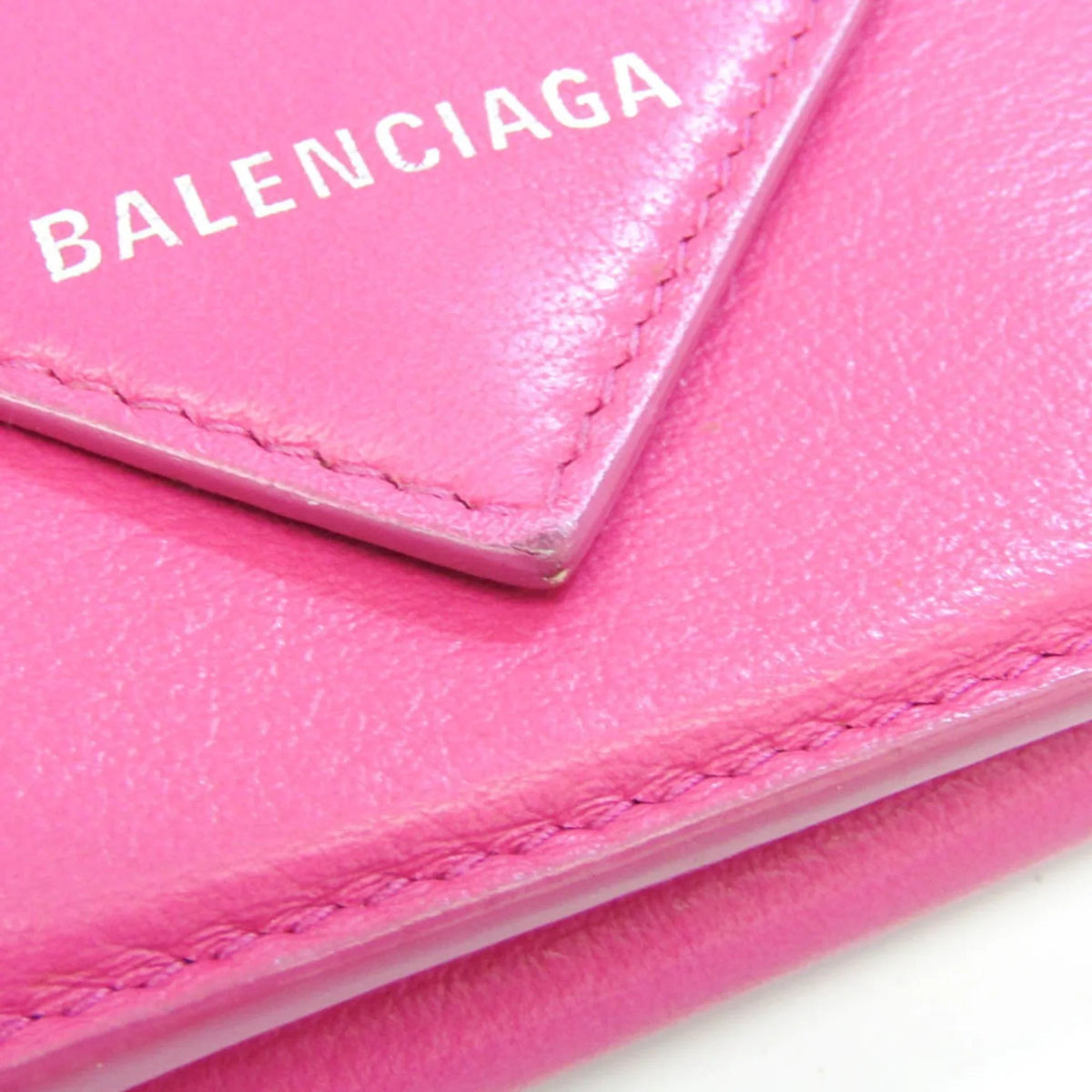 (tri-fold) Mini Leather Pre-Owned 391446 Papier Women's Pink Wallet Wallet (Good) Balenciaga
