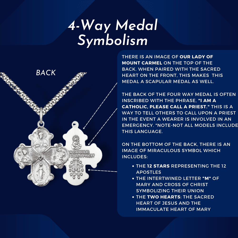 Medal, with 5-Way Christopher in Heart, Gold and Large St. 14kt Miraculous Made Catholic Traditional Filled Extel Cruciform Cross Joseph, Sacred USA St. Medal