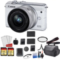 Kit More Card with Spare 15-45mm + Digital + Mirrorless Memory with Battery Lens EOS Camera 128GB Canon M200 (White)