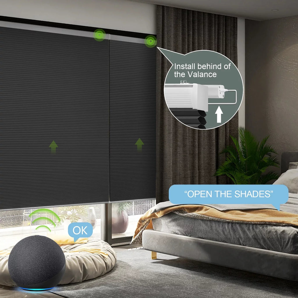 Honeycomb Smart Shade Blinds(100% Blackout Blackout Remote Automatic 72"H) Window Yoolax x Carbon Grey,54"W Control Cellular Motorized