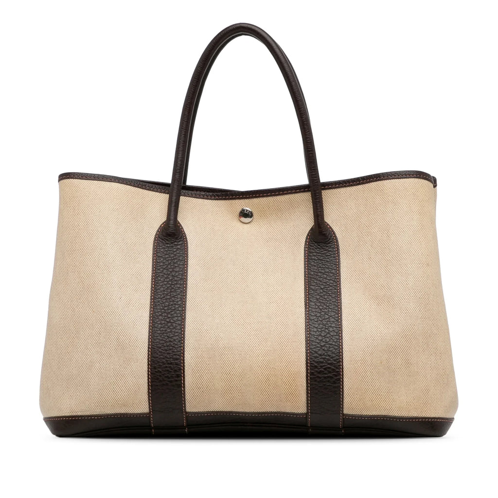 Hermès Authenticated (Good) Fabric Unisex 36 Canvas Party Garden Tote Brown Toile Pre-Owned Bag