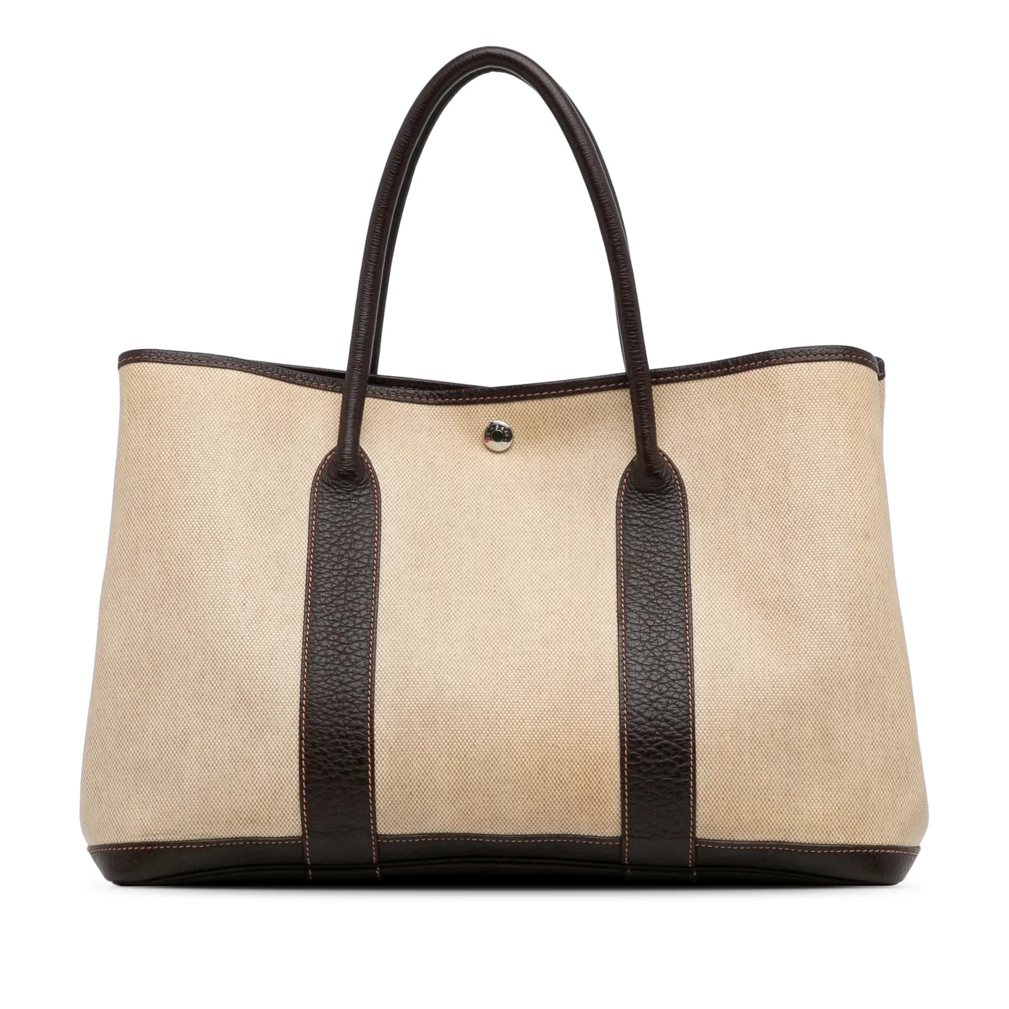 Hermès Authenticated (Good) Fabric Unisex 36 Canvas Party Garden Tote Brown Toile Pre-Owned Bag